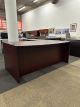 L Shape Cherry Bow Front Straight Desk - 71