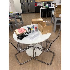White Round Cafe Table with White Base - Seats 4