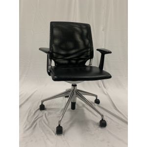 Vitra Meda Conference Chair (Black Mesh/Black  Leatherette)