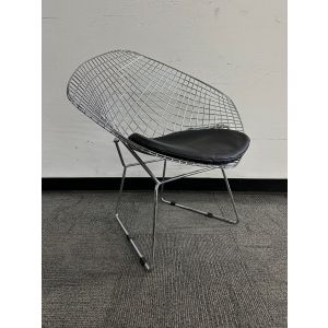 Knoll Bertoia Diamond Lounge Chair with Seat Cushion (Black/Chrome)