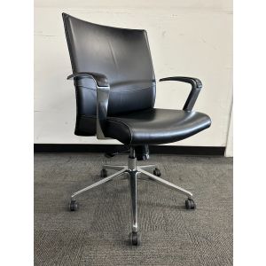 Stylex Insight Conference Chair (Black Leather/Chrome)