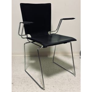 ICF Pelle Contemporary Chairs (Black/Chrome)