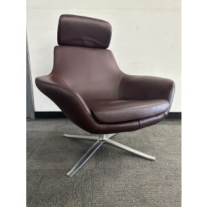 Steelcase Bob Lounge Chair with Headrest (Maroon Leather)