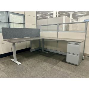 ReNewed Herman Miller AO2 Cubicle with Sit/Stand Desk (6'D x 7'W x 53/39"H)