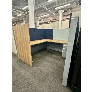 ReNewed Herman Miller Ethospace Cubicle with Millennium Oak Panel (6'D x 6'W x 54"H)