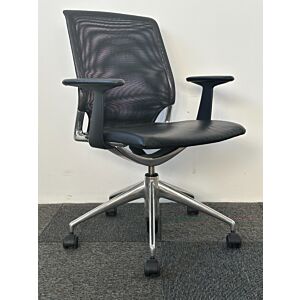 Vitra Meda Conference Chair (Black Mesh/Black  Leatherette)