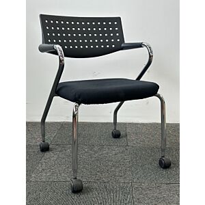 Vitra Visaroll Mobile Stack Chair (Black/Chrome)
