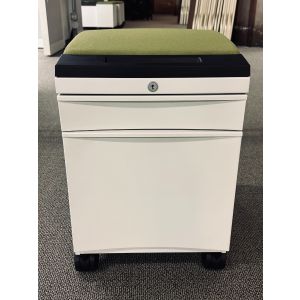 Teknion Mobile Box/File Pedestal w/ Cushion Top (Green)
