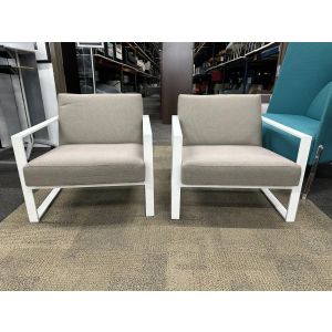 Pair of CB2 Spec Modern Chair (Brown/White)