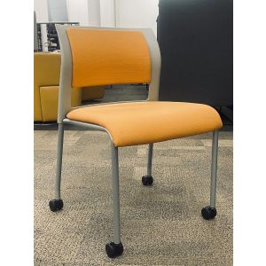 Steelcase Move Guest Side Chair armless w/ Casters (Grey/Orange)